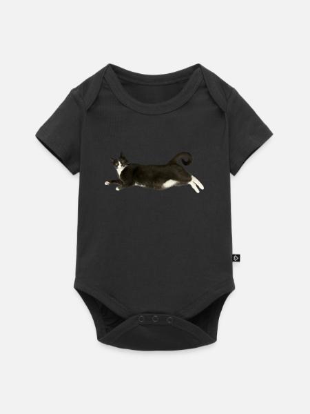 Cat grey white - Baby Premium short-sleeve bodysuit - black