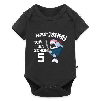 5. Geburtstag Ninja 5 Jahre Ninja Hai Kostüm - Baby Premium Kurzarmbody - Schwarz - Vorne