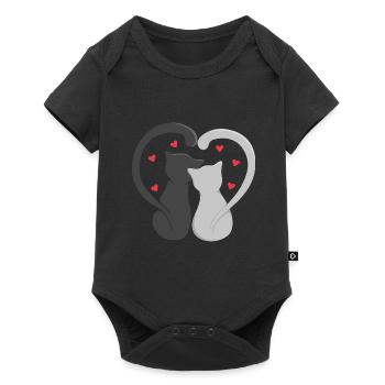 Zwei Katzen bilden Herz - Baby Premium Kurzarmbody - Schwarz - Vorne