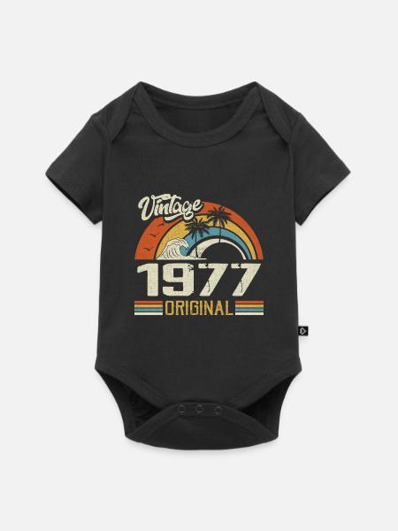 Vintage 1977 Vintage Rétro Cadeau Anniversaire - Body à manches courtes Premium Bébé - noir