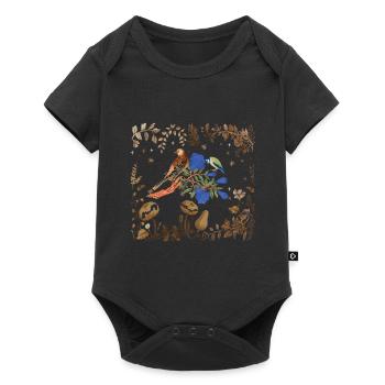 faune, oiseaux, oiseaux, fleurs, flore, nature - Body à manches courtes Premium Bébé - noir - Devant