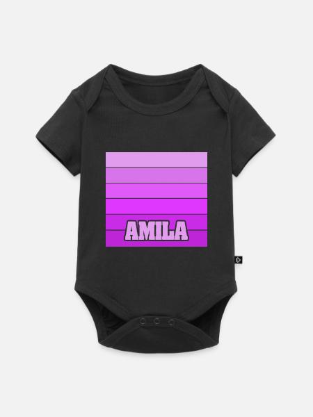 Mädchenname Amila - Baby Premium Kurzarmbody - Schwarz