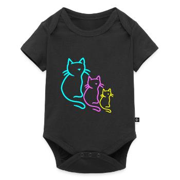 Chats rétro chat chaton des années 80 des années 90 Vintage Kid - Body à manches courtes Premium Bébé - noir - Devant