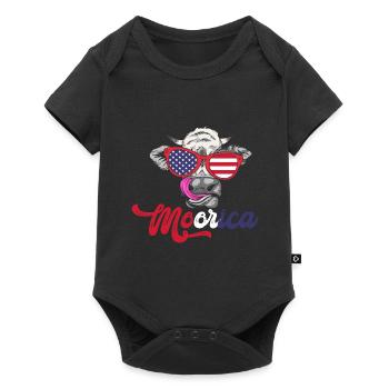 Moorica Cow USA Drapeau - Body à manches courtes Premium Bébé - noir - Devant