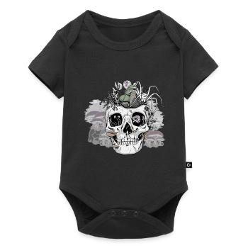 Horror Halloween Spider Skull Autumn Mushrooms - Baby Premium short-sleeve bodysuit - black - Front