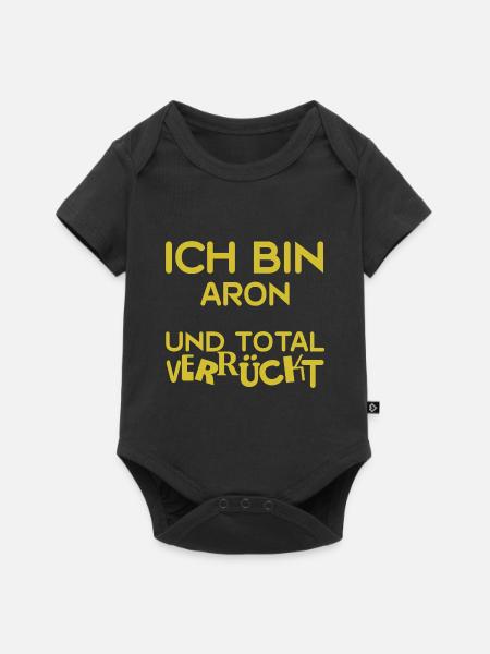 Verrückt Aron - Baby Premium Kurzarmbody - Schwarz