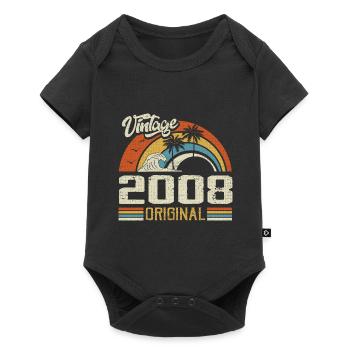 Vintage 2008 Vintage Retro Anniversary Gift - Baby Premium short-sleeve bodysuit - black - Front