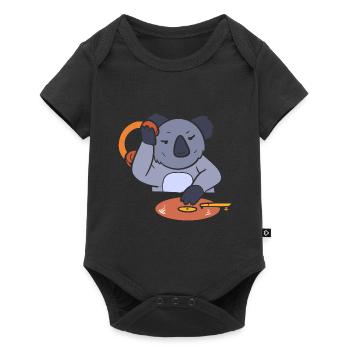 Koala DJ Disc Jockey - Baby Premium Kurzarmbody - Schwarz - Vorne