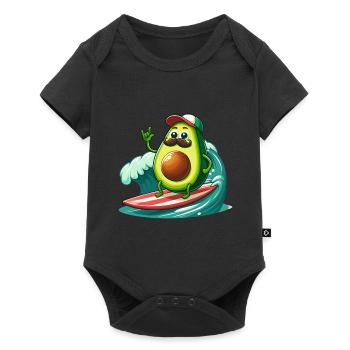 Surfing avocado with mustache - Baby Premium short-sleeve bodysuit - black - Front