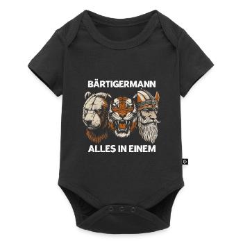 Bärtigermann Bär Tiger Wikinger Starker Mann Bart - Baby Premium Kurzarmbody - Schwarz - Vorne
