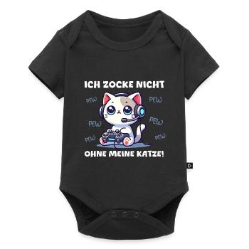 Ich Zocke Nicht Ohne Meine Katze Gamer Pew Pew - Baby Premium Kurzarmbody - Schwarz - Vorne