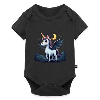 Einhorn im Fledermaus Kostüm Whin neeeek - Baby Premium Kurzarmbody - Schwarz - Vorne
