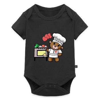 Teddybär Koch kochen Kochkunst Restaurant Küche - Baby Premium Kurzarmbody - Schwarz - Vorne