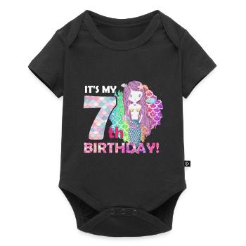 It's My 7th Birthday Mermaid Girl - Baby Premium Kurzarmbody - Schwarz - Vorne