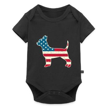 4th of July Chihuahua Dog American Flag USA - Baby Premium short-sleeve bodysuit - black - Front