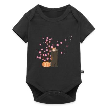 Cherry Blossom Red Panda Japanese Sakura Flower - Baby Premium short-sleeve bodysuit - black - Front