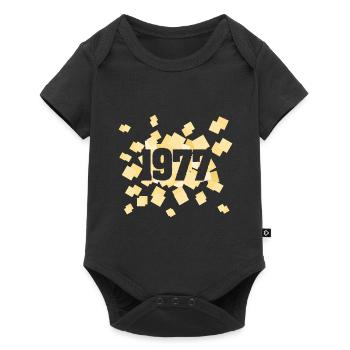 Geboren 1977 - Baby Premium Kurzarmbody - Schwarz - Vorne