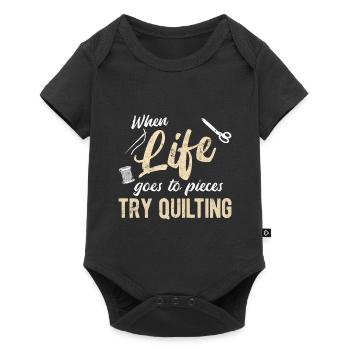 Quilten von Tagesdecken - Baby Premium Kurzarmbody - Schwarz - Vorne