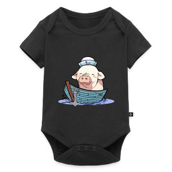 Sailor, Boat, Captain, Sailor, Piggy, Piglet - Baby Premium short-sleeve bodysuit - black - Front