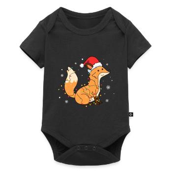 Renard avec bonnet de Père Noël - Body à manches courtes Premium Bébé - noir - Devant