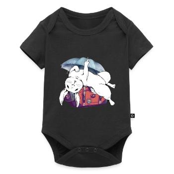 Lapin, valise, rongeur de vacances, lapins de voyage - Body à manches courtes Premium Bébé - noir - Devant
