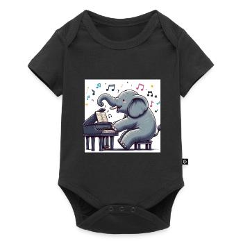 Éléphant au piano - Body à manches courtes Premium Bébé - noir - Devant