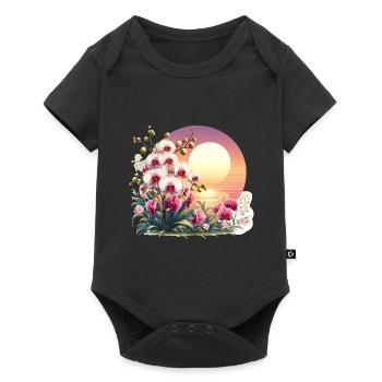 Coucher de soleil sur les orchidées - Body à manches courtes Premium Bébé - noir - Devant