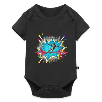 Motorradfahrer Pop Art Comic Retro Herzschlag - Baby Premium Kurzarmbody - Schwarz - Vorne