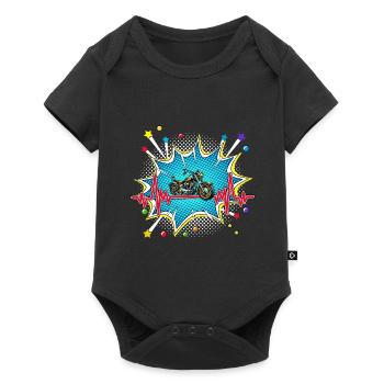 MTB Pop Art Comic Retro Herzschlag - Baby Premium Kurzarmbody - Schwarz - Vorne
