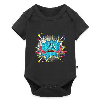 Skifahrer Pop Art Comic Retro Herzschlag - Baby Premium Kurzarmbody - Schwarz - Vorne