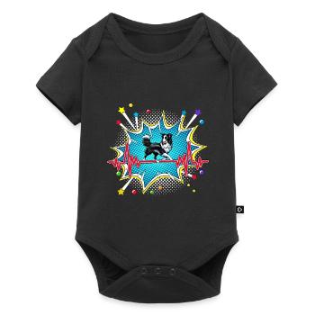 Grill Pop Art Comic Retro Herzschlag - Baby Premium Kurzarmbody - Schwarz - Vorne