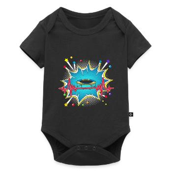 Bitcoin Pop Art Comic Retro Herzschlag - Baby Premium Kurzarmbody - Schwarz - Vorne