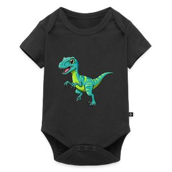 Dino Cartoon Velociraptor - Baby Premium short-sleeve bodysuit - black - Front
