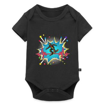 SUP Pop Art Comic Retro Herzschlag - Baby Premium Kurzarmbody - Schwarz - Vorne