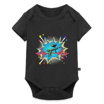Bowling Pop Art Comic Retro Herzschlag - Baby Premium Kurzarmbody - Schwarz - Vorne