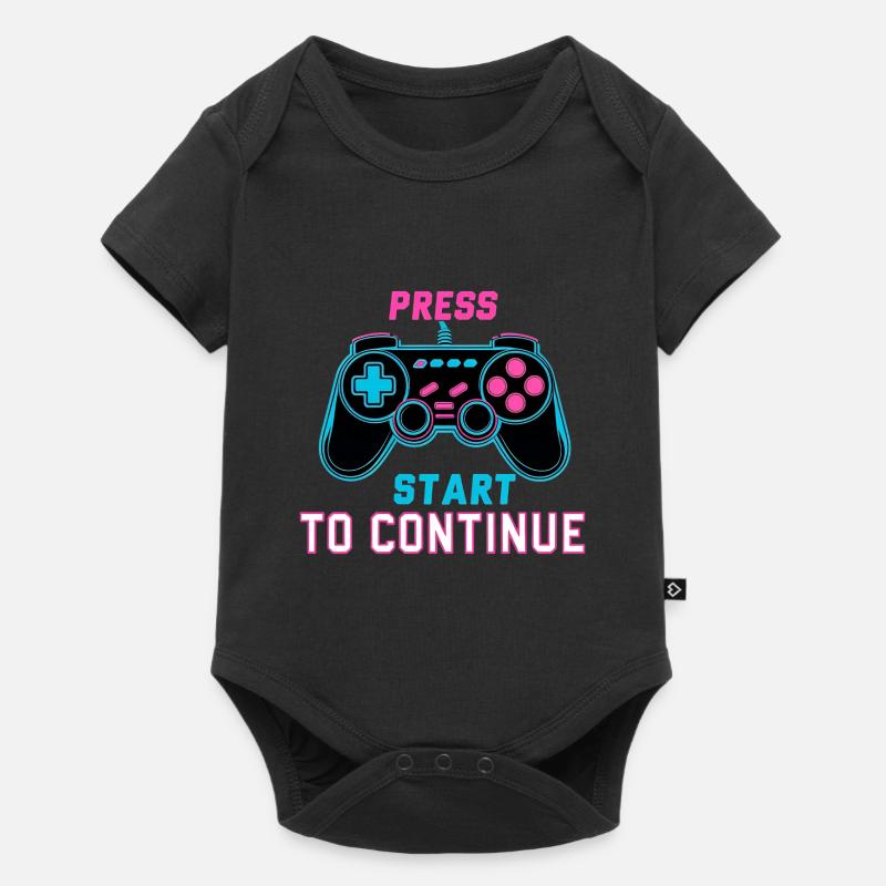 Press Start to Continue – Retro Neon Controller - Baby Premium short-sleeve bodysuit - black