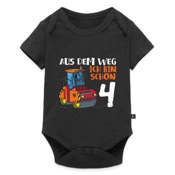 4. Geburtstag Straßenwalze Geburtstag 4 Jahre - Baby Premium Kurzarmbody - Schwarz - Vorne