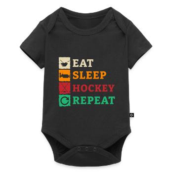 Hockey sur glace Hockey Joueur de hockey sur glace Équipe de hockey sur glace - Body à manches courtes Premium Bébé - noir - Devant