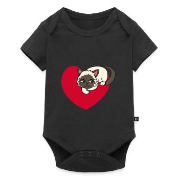 Coeur Chat Domestique Chat Animal De Compagnie Enfants Amoureux des animaux - Body à manches courtes Premium Bébé - noir - Devant