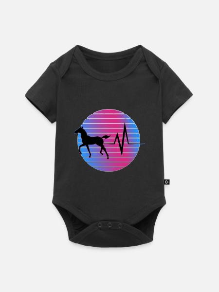 Pferd - EKG - Baby Premium Kurzarmbody - Schwarz