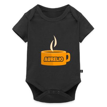 Aurelio als Teetasse - Baby Premium Kurzarmbody - Schwarz - Vorne