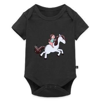 Cavalier Poney Fille Équitation Ross Poney Ferme Enfant - Body à manches courtes Premium Bébé - noir - Devant