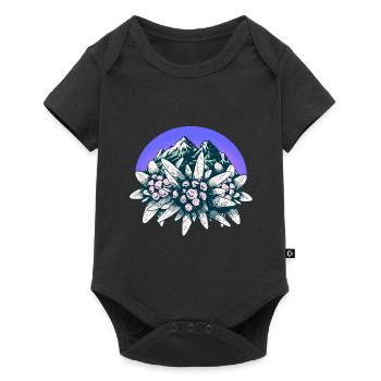 Alpes, Allgäu, Tyrol, Edelweiss, Fleur, Montagnes, Montagne - Body à manches courtes Premium Bébé - noir - Devant