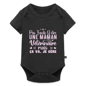 Maman Vétérinaire Idée Cadeau Métier Citation - Body à manches courtes Premium Bébé - noir - Devant