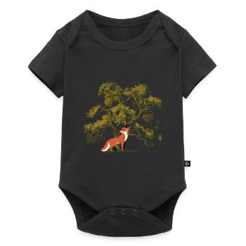 Fuchs Wildtier Wildnis Natur Waldtiere Füchse Kind - Baby Premium Kurzarmbody - Schwarz - Vorne