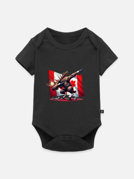 Elch entfesselt: Kanadischer Elan - Baby Premium Kurzarmbody - Schwarz