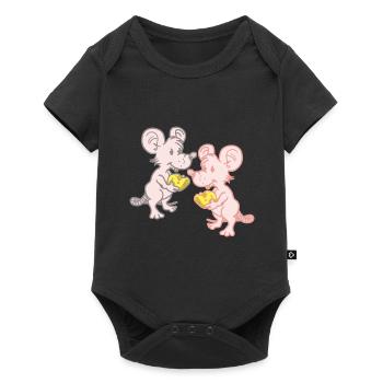 Child Children Mice Mouse Cheese Rodents Rodents - Baby Premium short-sleeve bodysuit - black - Front