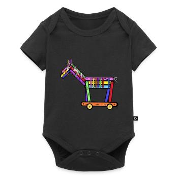 Cheval Chevaux Poney Enfant Enfants Cadeau de Noël - Body à manches courtes Premium Bébé - noir - Devant