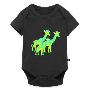 Girafe Afrique Safari Enfant Enfants Rétro Années 80 Années 90 - Body à manches courtes Premium Bébé - noir - Devant