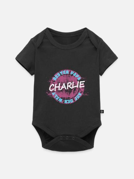 Geschenk für Charlie - Baby Premium Kurzarmbody - Schwarz